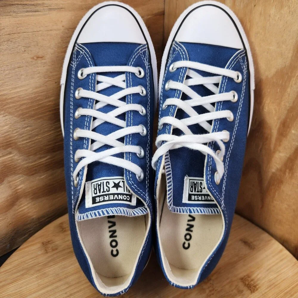 Converse Chuck Taylor Blue Canvas Low Top Platform Lift Sneakers Worn Once - Picture 7 of 10